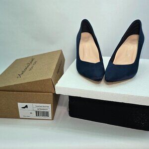 Antonia Saint NY Sweetheart Block Heel Navy Satin "Wedding" Shoes-8B